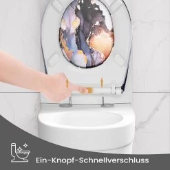 WOLTU Toilettendeckel, WC Sitz Mit Absenkautomatik, Klobrille, O-Form, Abstraktes Marmormuster -Möbel Store Toilettendeckel WC Sitz mit Absenkautomatik Klobrille O Form W0ITT4016 Abstraktes Marmormuster5 1280x1280