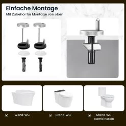WOLTU Toilettendeckel, WC Sitz Mit Absenkautomatik, Klobrille, O-Form, Abstraktes Marmormuster -Möbel Store Toilettendeckel WC Sitz mit Absenkautomatik Klobrille O Form W0ITT4016 Abstraktes Marmormuster7 1280x1280