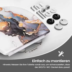 WOLTU Toilettendeckel, WC Sitz Mit Absenkautomatik, Klobrille, O-Form, Abstraktes Marmormuster -Möbel Store Toilettendeckel WC Sitz mit Absenkautomatik Klobrille O Form W0ITT4016 Abstraktes Marmormuster8 1280x1280