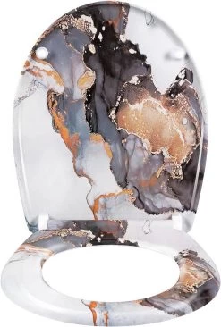 WOLTU Toilettendeckel, WC Sitz Mit Absenkautomatik, Klobrille, O-Form, Abstraktes Marmormuster -Möbel Store Toilettendeckel WC Sitz mit Absenkautomatik Klobrille O Form W0ITT4016 Abstraktes Marmormuster9 1280x1280