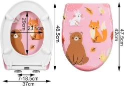 WOLTU Toilettendeckel, WC Sitz Mit Absenkautomatik, Klobrille, O-Form, Rosa Cartoon-Muster -Möbel Store Toilettendeckel WC Sitz mit Absenkautomatik Klobrille O Form W0ITT4018 Rosa Cartoon Muster3 1280x1280