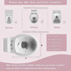 WOLTU Toilettendeckel, WC Sitz Mit Absenkautomatik, Klobrille, O-Form, Rosa Cartoon-Muster -Möbel Store Toilettendeckel WC Sitz mit Absenkautomatik Klobrille O Form W0ITT4018 Rosa Cartoon Muster4 1280x1280