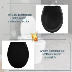 Premium Toilettendeckel, WC Sitz Mit Absenkautomatik Oval,Klodeckel Softclose, Duroplast -Möbel Store Toilettendeckel WC Sitz mit Absenkautomatik Oval W0ITT1002 Matt schwarz2SUDOzxiij1HlZ 1280x1280