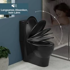 Premium Toilettendeckel, WC Sitz Mit Absenkautomatik Oval,Klodeckel Softclose, Duroplast -Möbel Store Toilettendeckel WC Sitz mit Absenkautomatik Oval W0ITT1002 Matt schwarz4 1280x1280