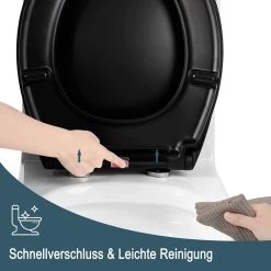 Premium Toilettendeckel, WC Sitz Mit Absenkautomatik Oval,Klodeckel Softclose, Duroplast -Möbel Store Toilettendeckel WC Sitz mit Absenkautomatik Oval W0ITT1002 Matt schwarz5 1280x1280