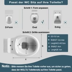 Premium Toilettendeckel, WC Sitz Mit Absenkautomatik Oval,Klodeckel Softclose, Duroplast -Möbel Store Toilettendeckel WC Sitz mit Absenkautomatik Oval W0ITT1002 Matt schwarz6 1280x1280