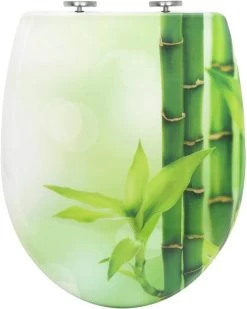 Toilettendeckel Mit Absenkautomatik Premium WC Sitz Klobrille Grüner Bambus