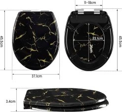 Toilettendeckel Mit Absenkautomatik, Schwarzer WC Sitz Mit Goldenem Glitzer -Möbel Store Toilettendeckel mit Absenkautomatik schwarzer WC Sitz mit goldenem Glitzer W0ITT1081 schwarz3 1280x1280