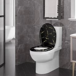 Toilettendeckel Mit Absenkautomatik, Schwarzer WC Sitz Mit Goldenem Glitzer -Möbel Store Toilettendeckel mit Absenkautomatik schwarzer WC Sitz mit goldenem Glitzer W0ITT1081 schwarz6 1280x1280