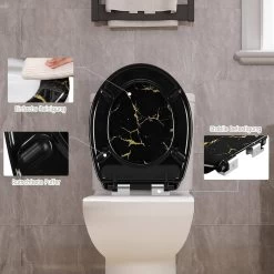 Toilettendeckel Mit Absenkautomatik, Schwarzer WC Sitz Mit Goldenem Glitzer -Möbel Store Toilettendeckel mit Absenkautomatik schwarzer WC Sitz mit goldenem Glitzer W0ITT1081 schwarz7 1280x1280