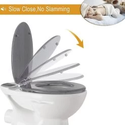 WC-Sitz Toilettensitz Mit Absenkautomatik, MDF Holzkern, Softclose Scharnier -Möbel Store Toilettensitz mit Absenkautomatik MDF Softclose Antibakteriell WS2902 Graues AhornI4 1280x1280