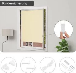 WOLTU Verdunklungsrollo Thermorollo Klemmfix Ohne Bohren Beige -Möbel Store Verdunklungsrollo Thermorollo Klemmfix ohne Bohren TR5700be01 Beige5 1280x1280