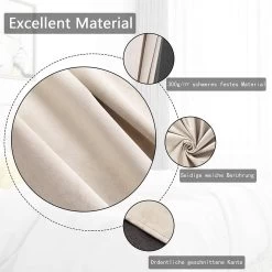 Verdunklungsgardine Mit Ösen In Vielen Farben, (2 Stück) -Möbel Store Verdunklungsvorhang Blickdicht Samtvorhaenge VH6066hsd 2 beige3 1280x1280