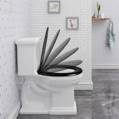 WC-Sitz Duroplast Oval Mit Absenkautomatik Schwarz -Möbel Store WC Sitz Duroplast Oval mit Absenkautomatik WS2553 Schwarz4 1280x1280