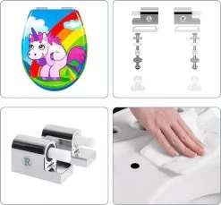 WC-Sitz Duroplast Mit Absenkautomatik Oval Einhorn -Möbel Store WC Sitz Duroplast Oval mit Absenkautomatik WS2560 Einhorn5 1280x1280