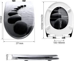WC-Sitz Duroplast Schwarze Steinen Mit Absenkautomatik Und Schnellbefestigung 2499 -Möbel Store WC Sitz Duroplast mit Absenkautomatik 2499 Schwarze Steinen5 1280x1280