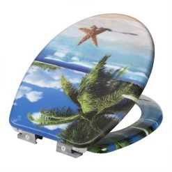 WC-Sitz Duroplast WC Deckel Mit Absenkautomatik Toilettendeckel -Möbel Store WC Sitz Duroplast mit Absenkautomatik Sandstrand Starfish WS2763 5 1280x1280