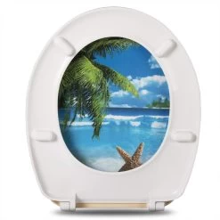 WC-Sitz Duroplast WC Deckel Mit Absenkautomatik Toilettendeckel -Möbel Store WC Sitz Duroplast mit Absenkautomatik Sandstrand Starfish WS2763 7 1280x1280
