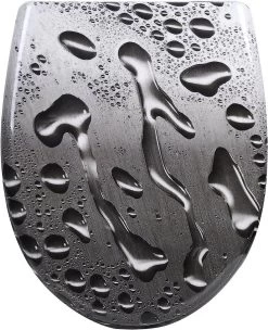 WC-Sitz Duroplast Tautropfen Grau Mit Absenkautomatik Und Schnellbefestigung