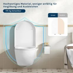 WC-Sitz Toilettendeckel Kunststoff Mit Absenkautomatik Weiß -Möbel Store WC Sitz Kunststoff U Form mit Absenkautomatik WS2544 weiss9 1280x1280