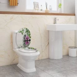 WC-Sitz MDF Mit Absenkautomatik Softclose Scharnier Steine Blumen -Möbel Store WC Sitz MDF mit Absenkautomatik Softclose Scharnier WS2898 Steine Blumen5 1280x1280