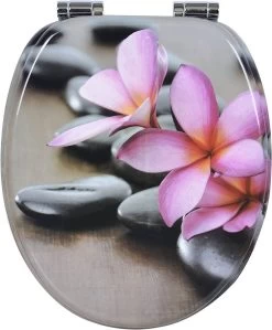 WC-Sitz MDF Mit Absenkautomatik, Softclose Scharnier, Blume Graue