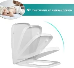 WC Sitz Toilettensitz Mit Absenkautomatik, Antibakterielle Beschichtung, Eckig -Möbel Store WC Sitz Toilettensitz mit Absenkautomatik Antibakterielle Beschichtung Eckig WS2615 Weiss5 1280x1280