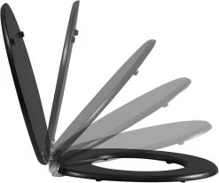 WC-Sitz Toilettensitz Mit Absenkautomatik, MDF Holzkern, Softclose Scharnier, Antibakteriell -Möbel Store WC Sitz Toilettensitz mit Absenkautomatik MDF Holzkern Softclose Scharnier Antibakteriell WS2883 Schwarz Holzmaserung6 1280x1280