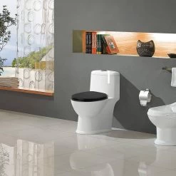 WC-Sitz Toilettensitz Mit Absenkautomatik, MDF Holzkern, Softclose Scharnier, Antibakteriell -Möbel Store WC Sitz Toilettensitz mit Absenkautomatik MDF Holzkern Softclose Scharnier Antibakteriell WS2883 Schwarz Holzmaserung7 1280x1280