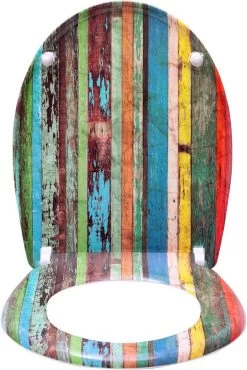 WC-Sitz Aus Duroplast Mehrfarbig Retro Mit Absenkautomatik & Schnellbefestigung -Möbel Store WC Sitz aus Duroplast Retro mit Absenkautomatik WS2676 Old Board3 1280x1280