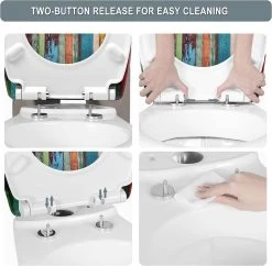 WC-Sitz Aus Duroplast Mehrfarbig Retro Mit Absenkautomatik & Schnellbefestigung -Möbel Store WC Sitz aus Duroplast Retro mit Absenkautomatik WS2676 Old Board4 1280x1280