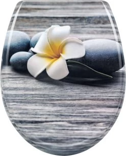 WC-Sitz Aus Duroplast Mit Absenkautomatik In Deco Design Weiße Frangipani