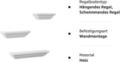 Wandregal 3er Bücherregal Holz Board Regal Freischwebend Schweberegal Barock -Möbel Store Wandregal 3er B cherregal Holz Board Regal freischwebend Schweberegal Barock RG9295ws Weiss1 1280x1280