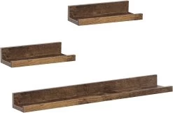 Wandregal 3er Set Schweberegale Bilderleiste Regale, Fotohalter Vintage Braun