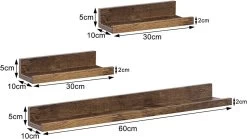 Wandregal 3er Set Schweberegale Bilderleiste Regale, Fotohalter Vintage Braun -Möbel Store Wandregal 3er Set Schweberegale Bilderleiste Regale Fotohalter Vintage RG9491hov Braun3 1280x1280