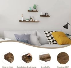 Wandregal 3er Set Schweberegale Bilderleiste Regale, Fotohalter Vintage Braun -Möbel Store Wandregal 3er Set Schweberegale Bilderleiste Regale Fotohalter Vintage RG9491hov Braun5 1280x1280