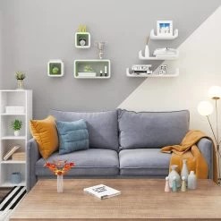 Wandregal Cube Regal 3er Set Würfelregal Hängeregal,Quadratisch Schwebend Design -Möbel Store Wandregal Cube Regal 3er Set W rfelregal H ngeregal Quadratisch Schwebend Design RG9229gn Gr n6 1280x1280