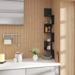 Wandregal Eckregal CD DVD Bücherregal Zickzack 5 Regalböden -Möbel Store Wandregal Eckregal 5 Regalboeden RG9313sz schwarz1 1280x1280