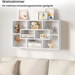Wandregal Hängeregal Mit 8 Fächern, Aus Holzwerkstoff, 85x48x16 Cm Weiß -Möbel Store Wandregal Haengeregal 8 Faechern aus Holzwerkstoff 85x48x16cm W0ITT4009 Weiss5 1280x1280