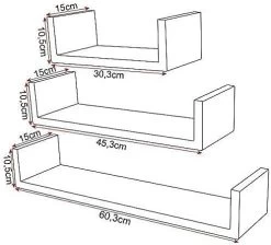 Wandregal Schweberegal U Form CD DVD Regal 3er Set Hängeregal 30cm/45cm/60cm -Möbel Store Wandregal Schweberegal U Form CD DVD Regal 3er Set H ngeregal 30cm 45cm 60cm RG9239ws weiss5 1280x1280