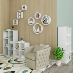 Wandregal Schweberegale, 4er Set Rund Regal, Würfelregale Cube Hängeregal, Weiß -Möbel Store Wandregal Schweberegale 4er Set Rund Regal W rfelregale Cube H ngeregal RG9281ws weiss3 1280x1280