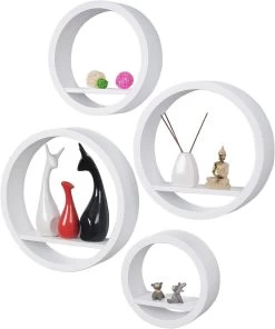 Wandregal Schweberegale, 4er Set Rund Regal, Würfelregale Cube Hängeregal, Weiß -Möbel Store Wandregal Schweberegale 4er Set Rund Regal W rfelregale Cube H ngeregal RG9281ws weiss4 1280x1280