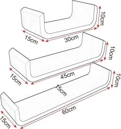 Wandregal U Form Bücherregal Wandboard, 3er Hängeregal -Möbel Store Wandregal U Form B cherregal Wandboard 3er H ngeregal RG9273ws weiss4 1280x1280