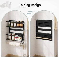 WOLTU Wandregal, Mit 1 Küchenrollenhalter 2 Ablagen 4 Haken, Aus Metall Massivholz, Schwarz 16 WOLTU Wandregal, Mit 1 Küchenrollenhalter 2 Ablagen 4 Haken, Aus Metall Massivholz, Schwarz -Möbel Store Wandregal mit 1 Kuechenrollenhalter 2 Ablagen 4 Haken aus Metall Massivholz W0ITT5006 Schwarz8 1280x1280