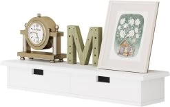 Wandregal Mit 2 Schubladen, Bis 15 Kg Belastbar, Wanddeko Wandboard Weiß