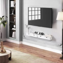 Wandregal Mit 2 Schubladen, Bis 15 Kg Belastbar, Wanddeko Wandboard Weiß -Möbel Store Wandregal mit 2 Schubladen bis 15 kg belastbar Wanddeko Wandboard W0ITT0109 Weiss4 1280x1280