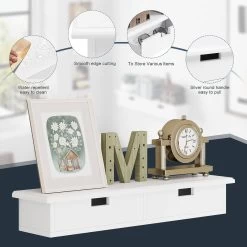 Wandregal Mit 2 Schubladen, Bis 15 Kg Belastbar, Wanddeko Wandboard Weiß -Möbel Store Wandregal mit 2 Schubladen bis 15 kg belastbar Wanddeko Wandboard W0ITT0109 Weiss5 1280x1280