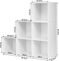 Regal Für Buch Spielzeug, Bücherregal Mit 6 Fächern, Würfelregal Stufenregal 90x90x30 Cm -Möbel Store Weisses Regal f r Buch Spielzeug B cherregal mit 6 F chern W rfelregal Stufenregal 90x90x30 cm SK027ws weiss3 1280x1280