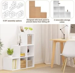 Regal Für Buch Spielzeug, Bücherregal Mit 6 Fächern, Würfelregal Stufenregal 90x90x30 Cm -Möbel Store Weisses Regal f r Buch Spielzeug B cherregal mit 6 F chern W rfelregal Stufenregal 90x90x30 cm SK027ws weiss5 1280x1280