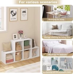 Regal Für Buch Spielzeug, Bücherregal Mit 6 Fächern, Würfelregal Stufenregal 90x90x30 Cm -Möbel Store Weisses Regal f r Buch Spielzeug B cherregal mit 6 F chern W rfelregal Stufenregal 90x90x30 cm SK027ws weiss8 1280x1280